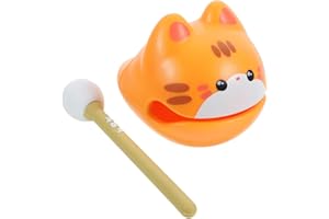VOSAREA Orange Cat Wooden Fish Percussion Toy for Stress Relief Office Relaxing Musical Plaything