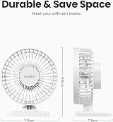gaiatop USB Desk Fan Small Portable Quiet 3 Speeds White view 6