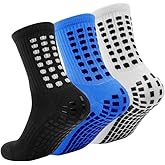 DandyChic Youth Grip Soccer Socks, Non Slip Athletic Sports Football Basketball Socks with Grip Pads 3 Pairs