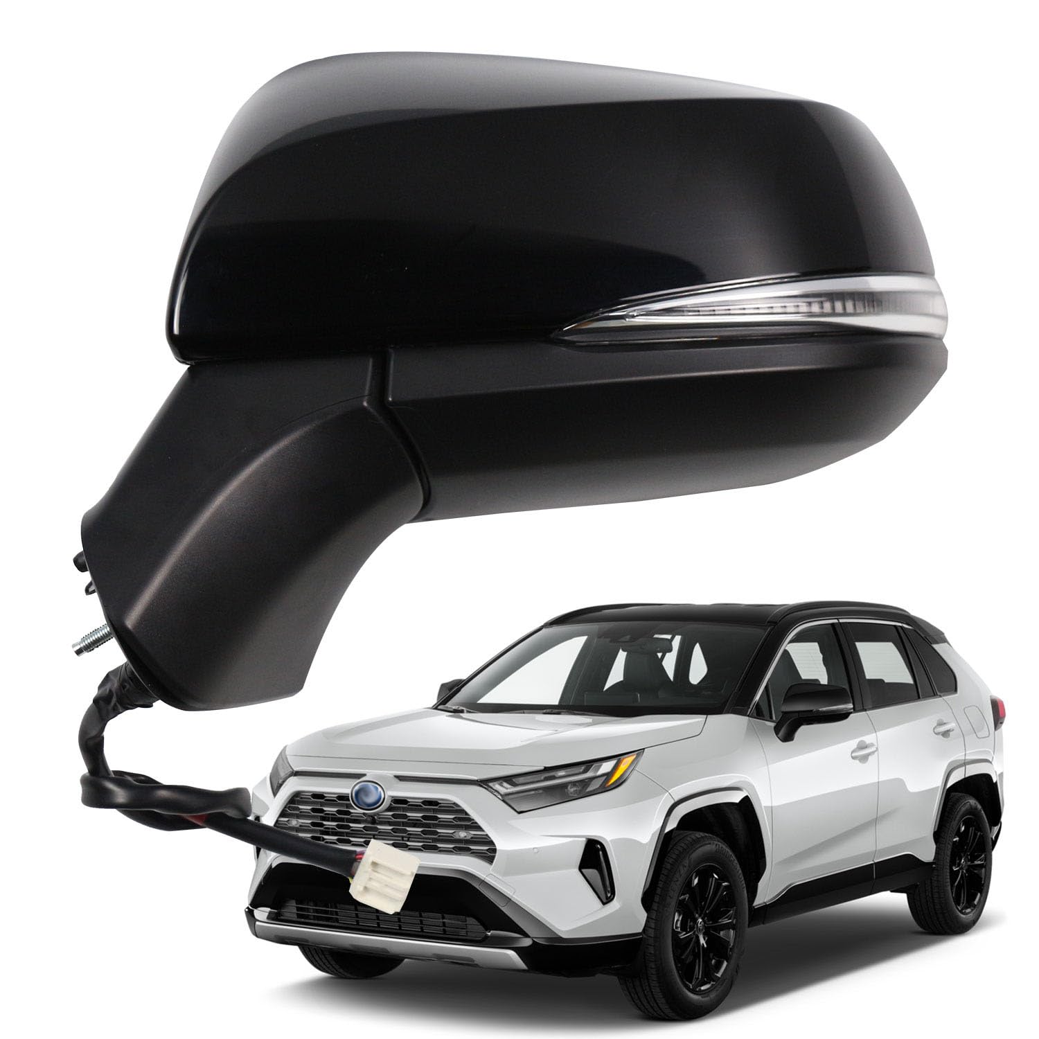 Photo 1 of Marretoo for Toyota RAV4 Side Mirror Assembly 2019 2020 2021 2022 2023 2024 | Power | Heated | Turn Signal | BSM (Blind Spot Monitoring) | Replaces TO1320384, TO1320388| Black (BLACK, Driver Side)