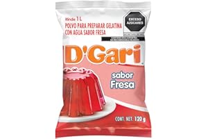 D´Gari Polvo para preparar gelatina con agua sabor fresa 120 g