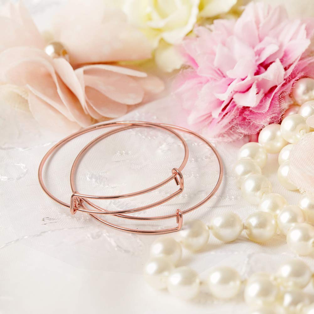 UPINS UPINS 60 Pcs Expandable Bangle Bracelets, Adjustable Stainless Steel Wire Blank Bracelets Bulk for Women DIY Jewelry Making 2.6inches