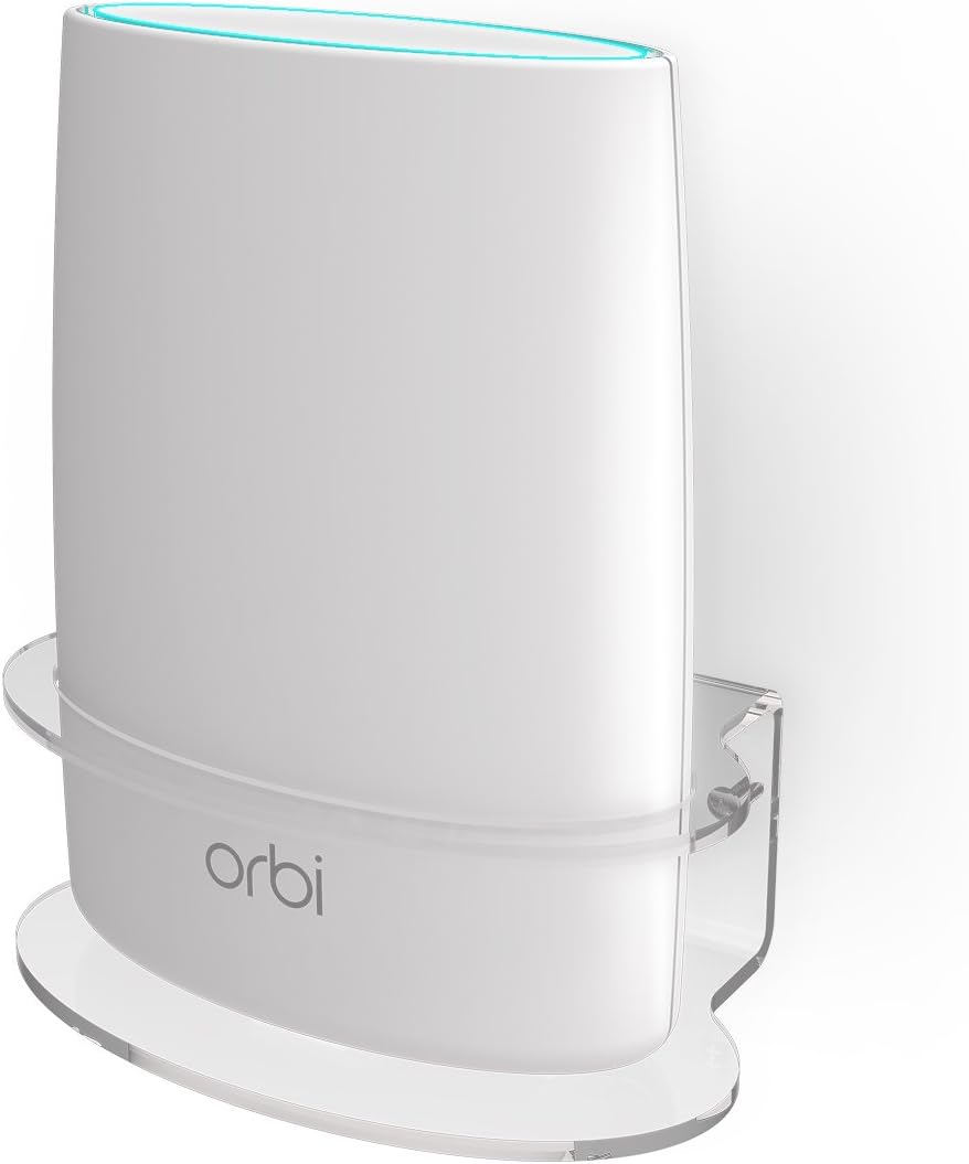 Orbi Wi-Fi System Wall Mount Holder, Basstop Transparent Acrylic Wall Mount Bracket Mount Stand Holder For NETGEAR RBK30-100UKS / RBK40-100UKS / RBK43-100UKS / RBK50-100UKS / RBK53-100UKS Orbi Whole Home Wi-Fi System, Pack of 1