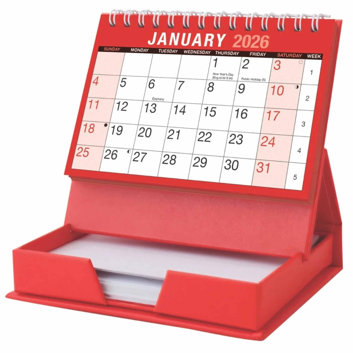 UKDD® Desktop Month to View Calendar Tear Off and Memo Note Pad Year 2026 (Runs form January 2026 - December 2026)