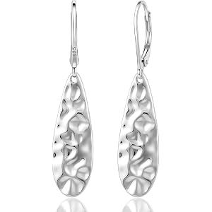 Trinckle 925 Sterling Silver Dangle Earrings, Teardrop and Twist Earrings | Hypoallergenic Leverback Earrings for Women Girl,