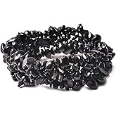 SHOP LC DELIVERING JOY Black Tourmaline Chips Bracelet For Women Stretch Jewelry Birthday Gifts for Women Birthday Gifts