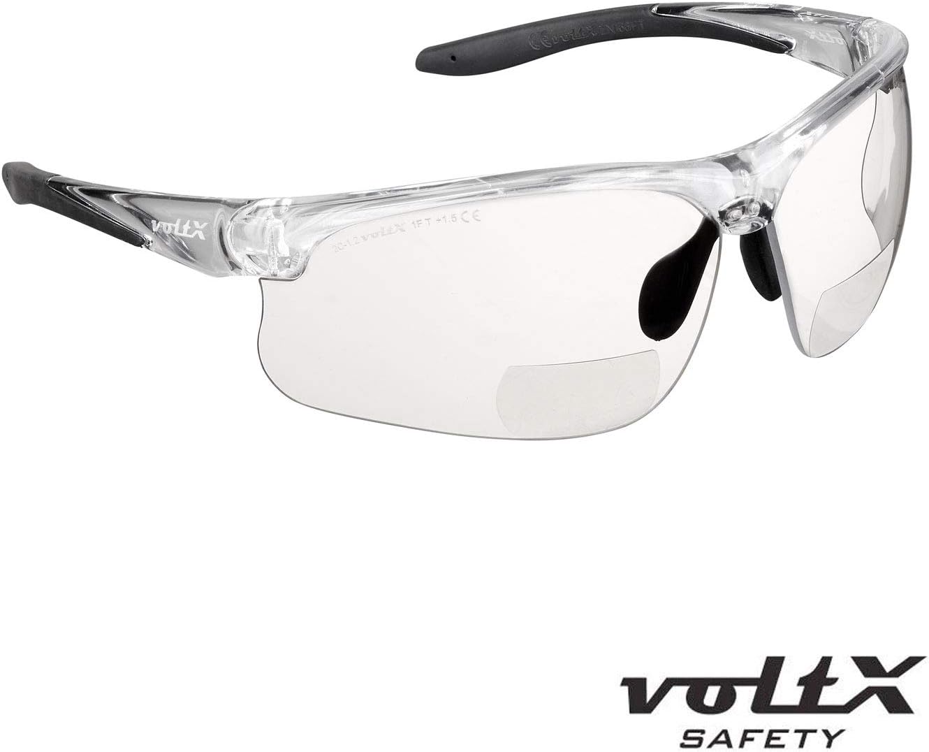 voltX 'ULTIMATE SPORTS' Bifocal Safety Glasses (+1.0 Dioptre, Clear), Anti Fog Coated UV400 lens, Adjustable nosepiece - Image 3