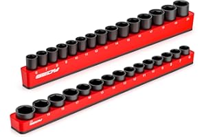 SEDY 2-Piece 3/8"-Drive Metric Magnetic Socket Organizer Set (Holds 30 Sockets) - Detachable Tool Tray with 5mm Magnetic Base, Screw-Fixed Design & Heavy-Duty Modular Storage for Garage/Home Workshop