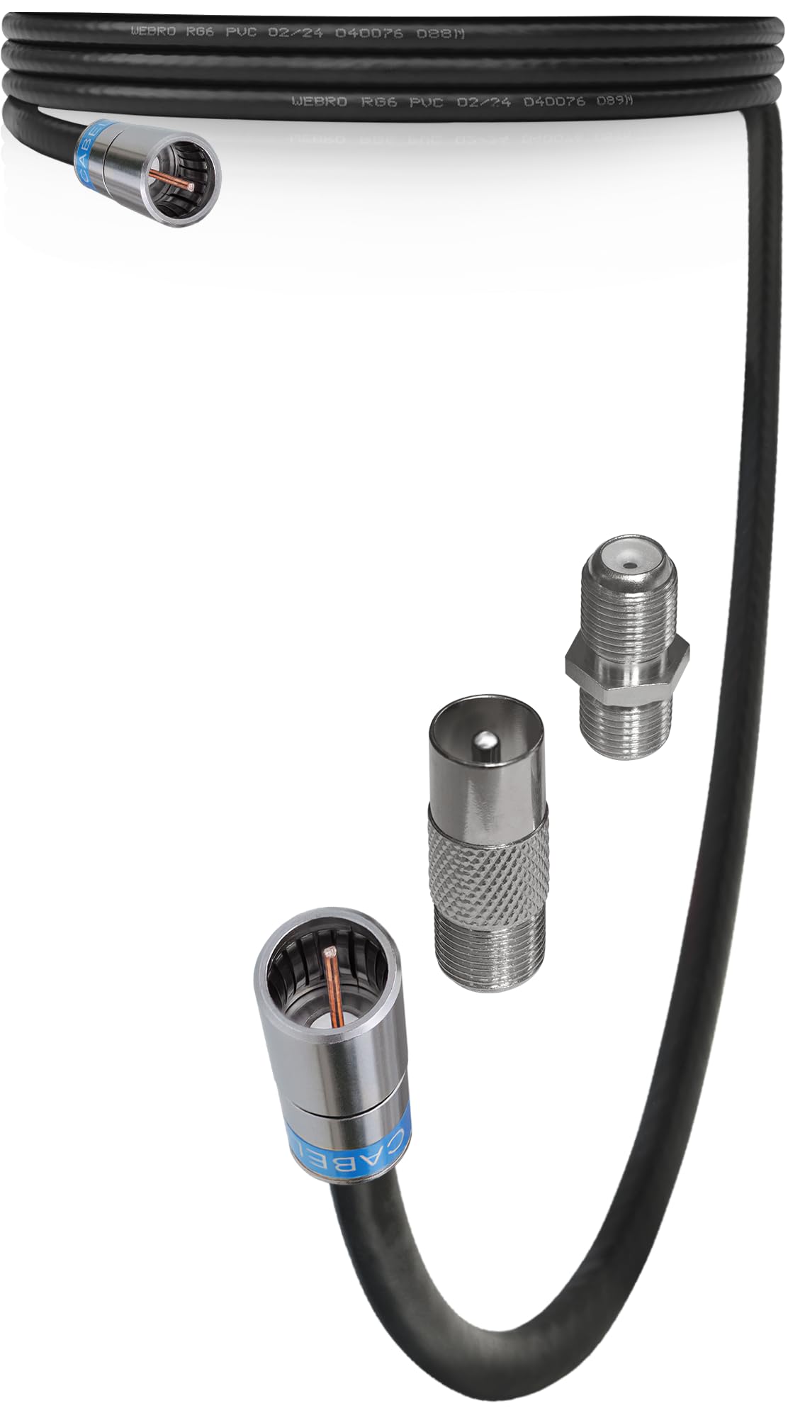 1STec 1m Black Virgin Media Quick Fit Male Push On To or Over Female F-connector Isolator IEC Gold Plated Extension Cable for V6 TIVO Set Top Box or VIVID Fibre Super Hub Broadband Modems 1 Metre — image 1