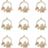 Mega Pet 5pcs Alloy Rhinestone Pendants Crystal Flower Chandelier Component Links Dangle Charms 30.5x57x3mm for DIY Bracelets Necklaces Jewelry Making Hole:1.6mm