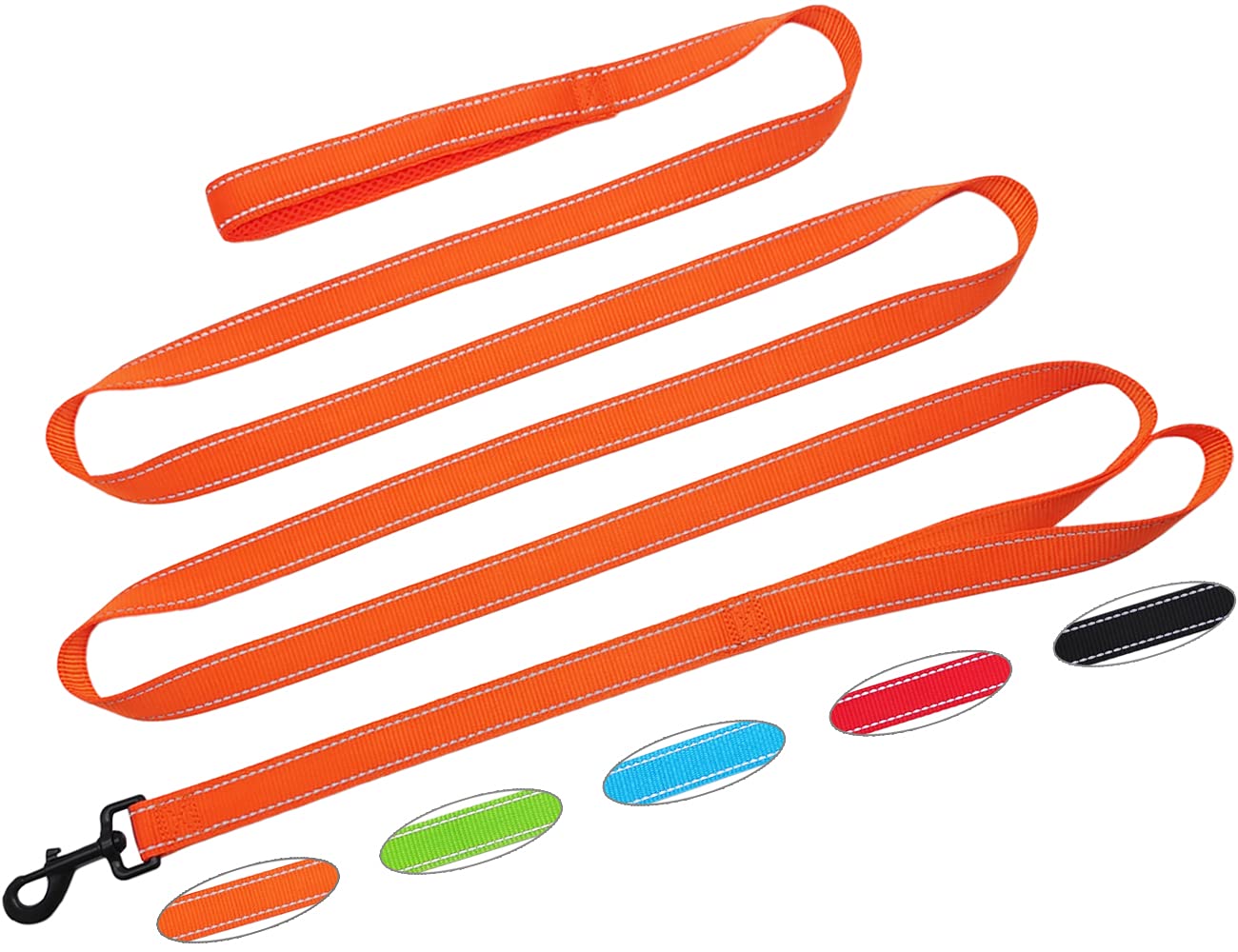 SEPXUFORE 10 FT Traffic Leash with 2 Handle Dog Lead Reflective, Easy Control Training Walking Nylon Two-Double Handle Dog Leash for Large Medium Dogs and Pullers (Orange)