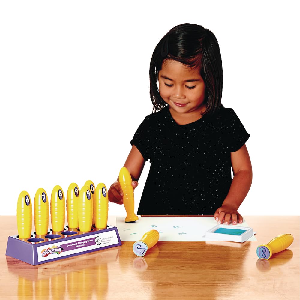 Colorations Good Grasp Stamping Sticks Pack of 10 Numbers 0-9 Classroom Supplies (1 1/4