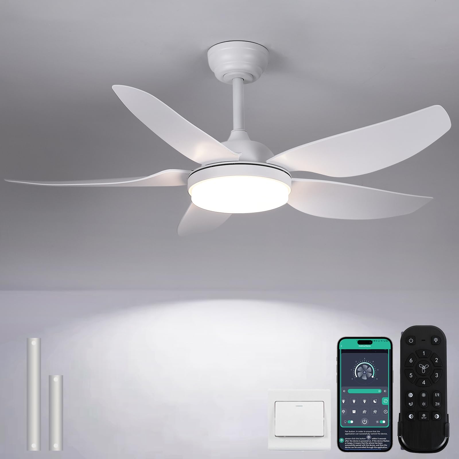 Kviflon 46 Inch Ceiling Fans with Lights and