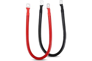 Mxmoonfree 1/0 AWG Gauge Battery Cable Power Inverter Cables with 3/8 Inch lugs for Solar Marine RV Car Truck Tractor Motorcycle 2pcs