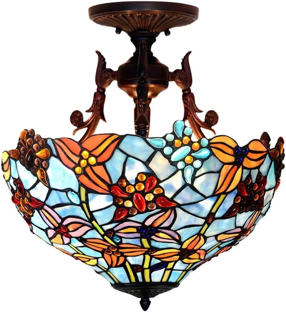 Tiffany Style Luz De Techo Azul Mariposa, Pantalla De Techo Led De