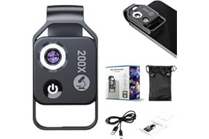 SEIVBLE Zoom 200x for iPhone, 2025 New 200x Magnification Zoom with CPL Lens, 3 in 1 Portable Smartphone HD Microscope Zoom Lens Attachment for iPhone and Android (Black)