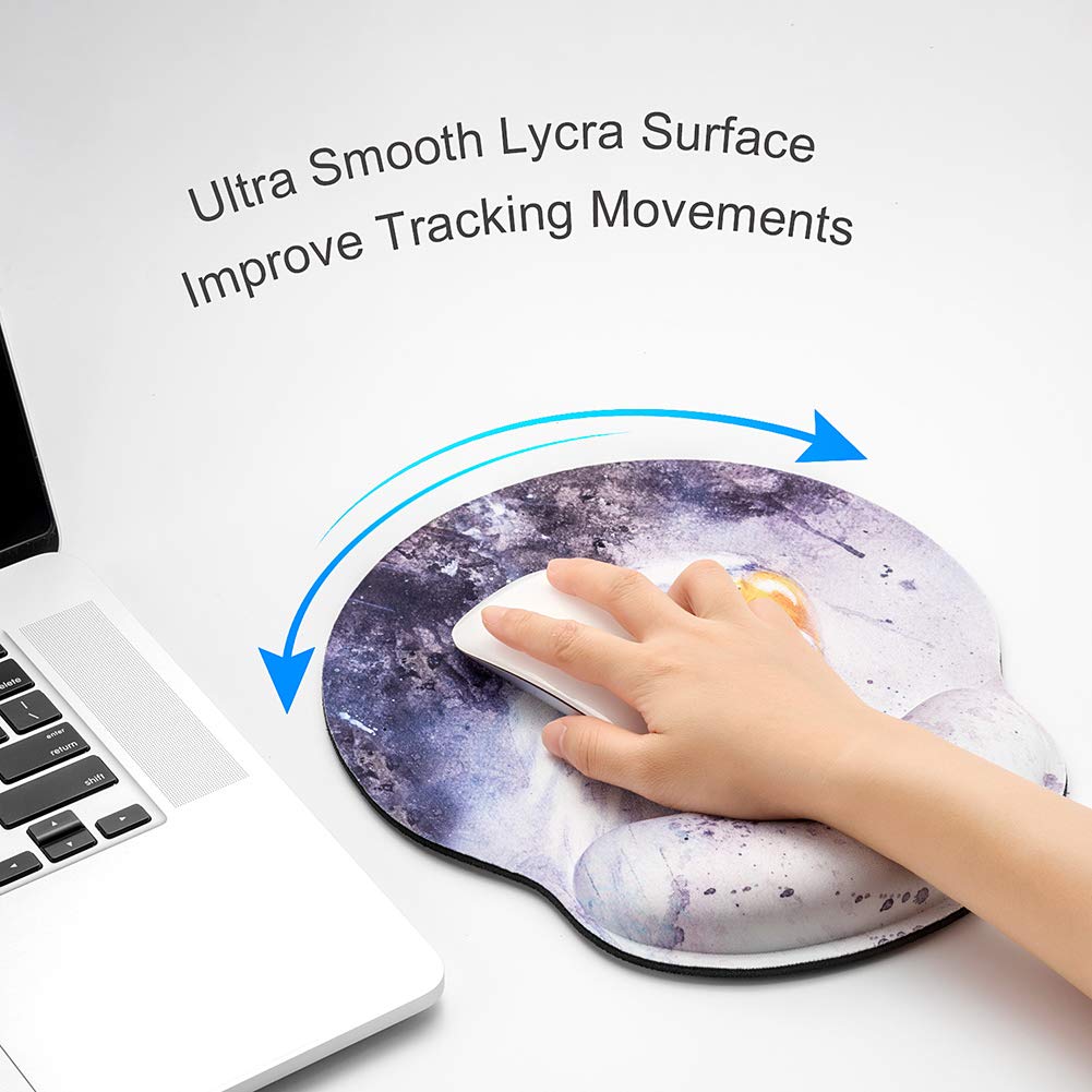 HILUCKI Mouse Pad Ergonomic Mouse Mat with Wrist Support Rest Memory Foam Computer Mouse Pad with Nonslip Rubber Base for Home, Office, Laptop, Gaming (MB-005)