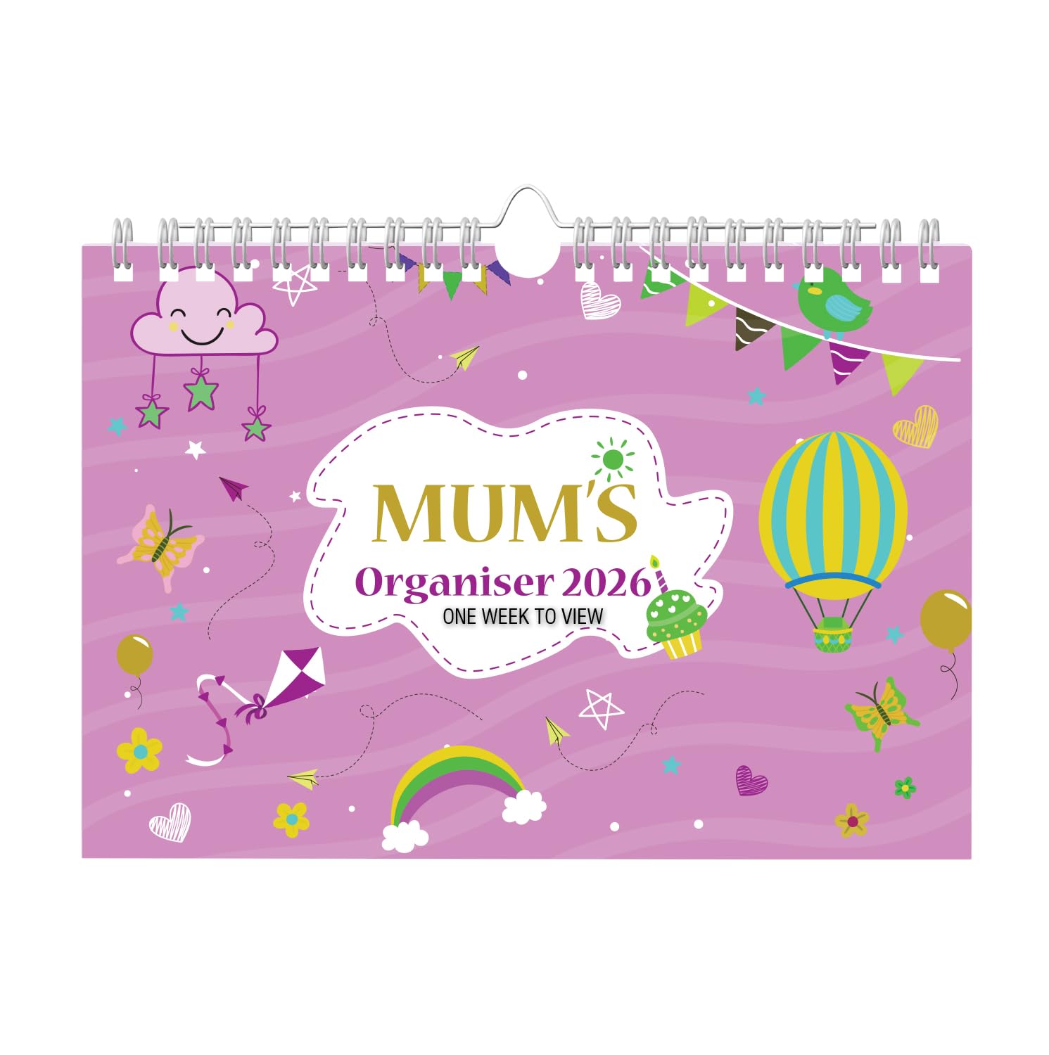 Arpan Week to View Calendar 2026 – Mums Family Calendar with 6 Columns, Organised Mum Planner for Busy Families, A4 Wall Planner with Weekly Layout, Birthday Column & Notable Dates – 2026 Calendar