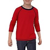Haloumoning Boys Shirts Kids Long Sleeve Crewneck T Shirts Casual Fall Tops Tees with Chest Pocket 5-14 Years