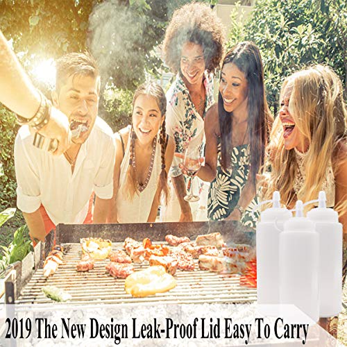 Squeeze Bottle Condiment Squeeze Bottles Plastic ketchup Squeeze Squirt bottle For Sauce,BBQ, Dressing, Paint, Workshop, Pancake Art Dispenser 8 pack 12 OZ - Thumbnail 4