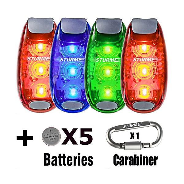 STURME-LED-Safety-Light-4-pack-5-FREE-Bonuses-battery-Clip-On-StrobeRunning-Lights-for-Runner-Bike-Dogs-Walking-Jogging-The-best-accessories-for-your-reflective-gear-Bicycle-cycling