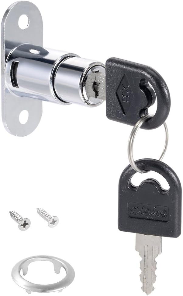 sourcing map Drawer Desk Wardrobe Cabinet Push Plunger Lock, 3/4" Cylinder Diameter 7/8" Cylinder Length - Image 3