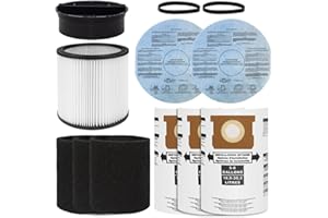90304 Filter for Shop Vac Wet Dry Vac with Lid, 3Pcs 90585 Foam Sleeve Filter, 2 Pcs 9010700 Filter with Retaining Band, and 