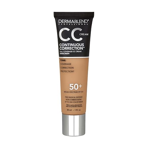 Dermablend Continuous Correction Tone-Evening CC Cream Foundation SPF 50+, Full Coverage Foundation Makeup & Color Corrector, Non-Comedogenic ,1 Fl Oz (Pack of 1)