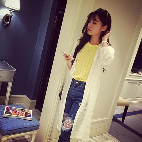 Amazon Co Jp Kapua シンプル スーパー ロング カーディガン レディース カジュアル 夏 Uvカット 体型 カバー ホワイト 服 ファッション小物