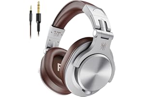 OneOdio A71 Hi-Res Studio Recording Headphones - Wired Over Ear Headphones with SharePort, Monitoring & Mixing Foldable Headphones with Stereo Sound (Silver)