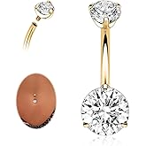 AROWRO G23 Titanium Belly Button Ring Hypoallergenic Belly Rings Internally Threaded Belly Button Piercing 14G 8-14mm Navel Piercing Jewelry with Round Cubic Zirconia