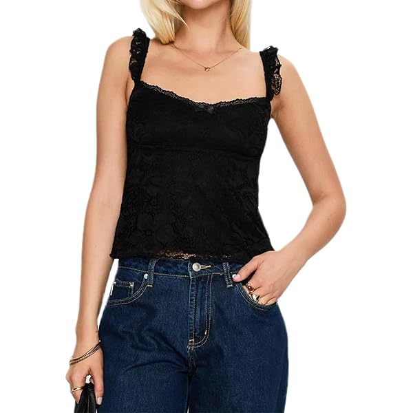 Women's Sleeveless Floral Jacquard Cami Tank Tops Wide