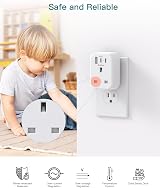 Addtam UK to US Plug Adapter 4 in 1 with 1 USB & 2 USB-C Ports Type B view 5
