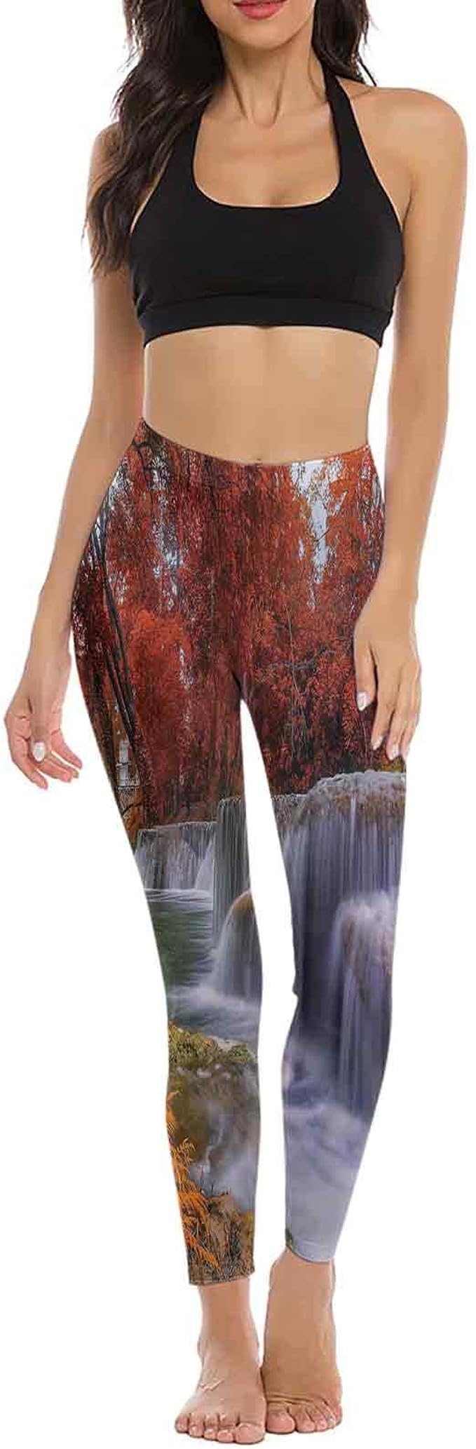 National Parks Yoga Pants, Fall Season Cascade Sports Leggings Amazon