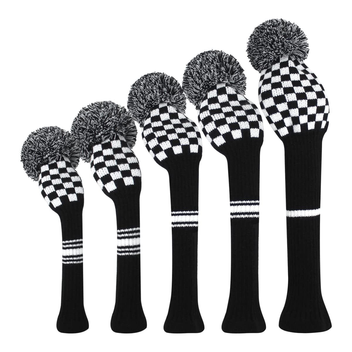 Scott Edward Golf Head Covers for Woods 5 PCS Knit Golf Club Cover Driver Cover*1 Fairway Wood*2 Hybrid (UT)*2