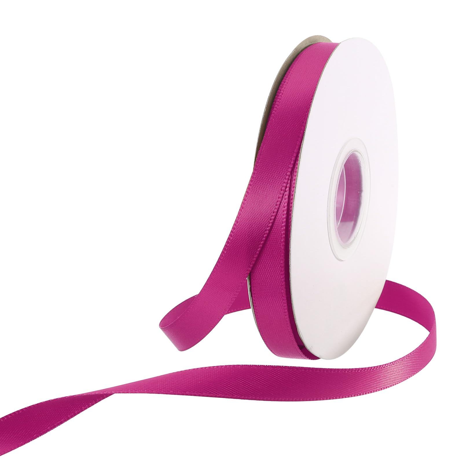 Rebower 10mm Satin Ribbon 46m Thick Double Face Grosgrain Silk Ribbon, [for Gift Wrapping, Hair Bows, Wedding, Cake, Flower] - 50 Yard/150ft/ Rose Red