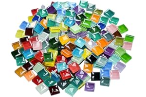 LelonHo 10oz/330pcs Mosaic Tiles for Crafts，0.4 * 0.4 Inch Square Crystal Mosaic Glass Tiles for DIY Picture Home Decoration and Handmade Jewelry Art Decoration Gifts. (Mixed Color)
