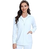 COZYFIT Scrub Jackets for Woman, Zip Front Nurse Jacket, 4-Way Stretch Fabric