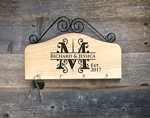 Personalized Key Hook Key Holder - Initial