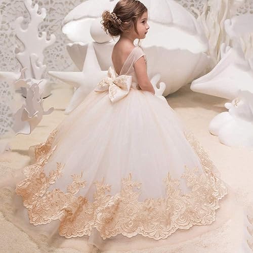 ABAO SISTER Elegant Flower Girl Dress for Wedding Kids Sleevelesss - Main Image