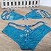 Women's Sexy Bridal Lingerie Lace Strappy Babydoll Open Cup Bra Brazilian Panty Chemise Set Blue Medium