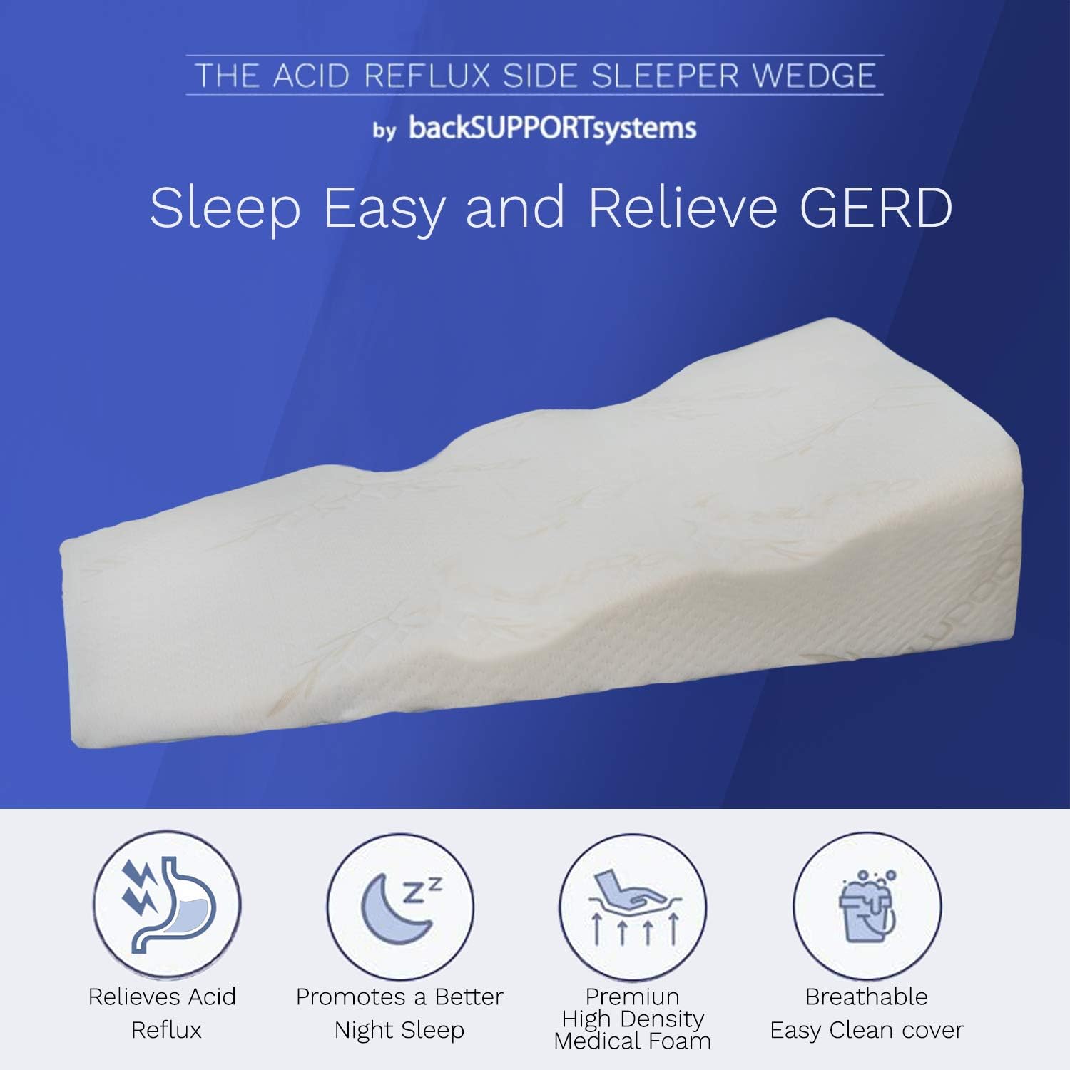 Back Support Systems Bed Wedge for Acid Reflux. One-inch Premium Memory Foam. Helps Relieve GERD, Circulation & Breathing Issues, Back & Hip Pain. (Large 38" Width): Kitchen & Dining