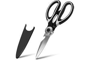 Urbanstrive Heavy Duty Kitchen Shears with Protective Sheath Kitchen Meat Scissors, Dishwasher Safe Cooking Scissors, Food Scissors for Chicken, Poultry, Fish, Herbs, Black+White
