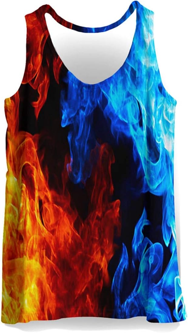Men's 3D Printed Tie Dye Creative Funny Sleeveless Tank Top Shirts: Clothing