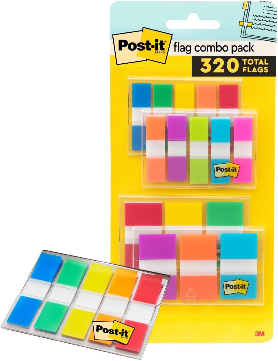 Post-it Flags Combo Pack 4 Dispensers 120 .94 in 200 .47 in Assorted Colors