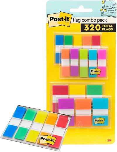 Post-it Flags Combo Pack 4 Dispensers 120 .94 in 200 .47 in Assorted Colors
