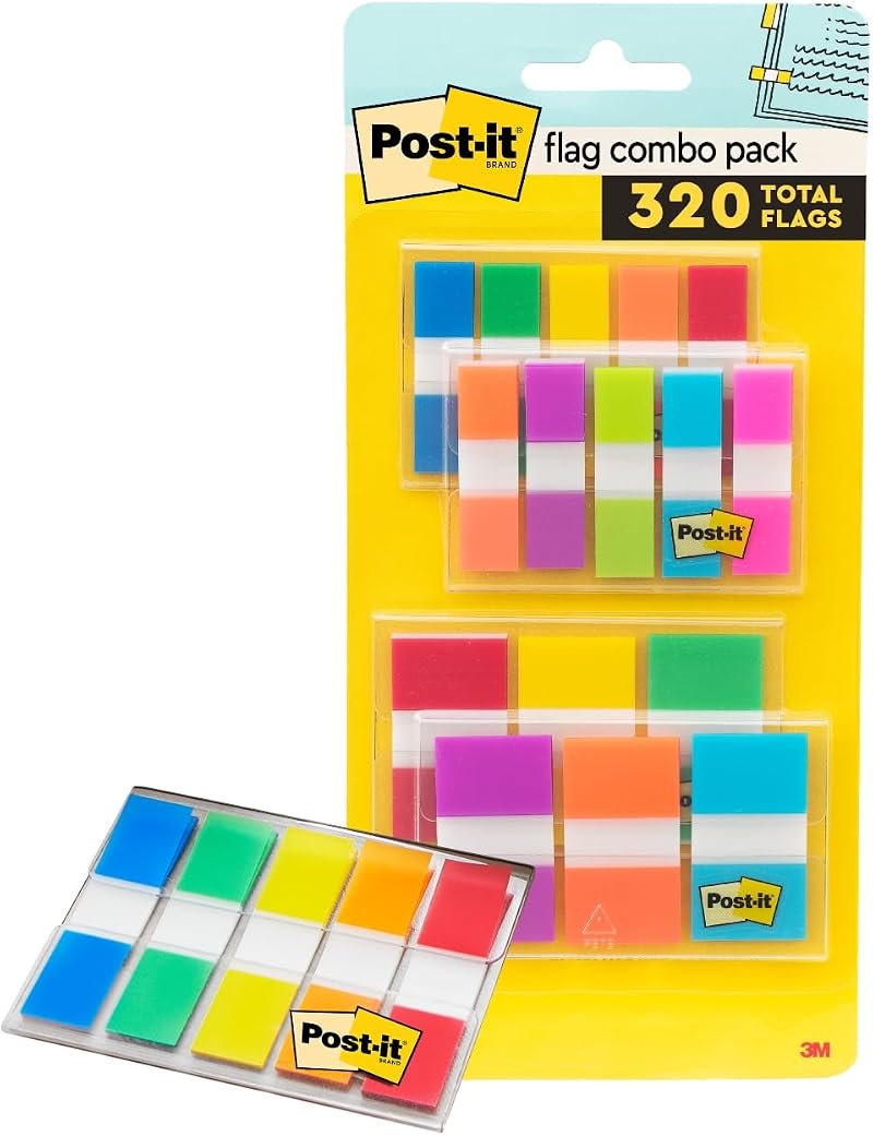 Post-it Flags Combo Pack 4 Dispensers 120 .94 in 200 .47 in Assorted Colors