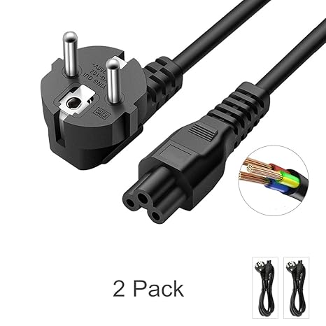 DTK C5 Inline Netzkabel für Notebook 3-polig Kupplung schwarz Mit Schukostecker Netzteil-Kabel Ladegerät Stromkabel Für HP De
