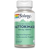 SOLARAY Nattokinase Supplement 1250 FU for Men & Women - Digestive Natto Enzymes, Heart Health & Circulation Support, Nattokinase Capsules 100 mg, Enteric Coated - 30 Veg Caps