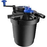 Three seconds 1580GPH Bio Pressure Pond Filter with 13W Cleaning Light | Pond Filters for Outdoor Ponds,Various Ponds,16.4ft Power Cord,Ornamental Ponds up to 1600 Gal or Koi Ponds up to 800 Gal